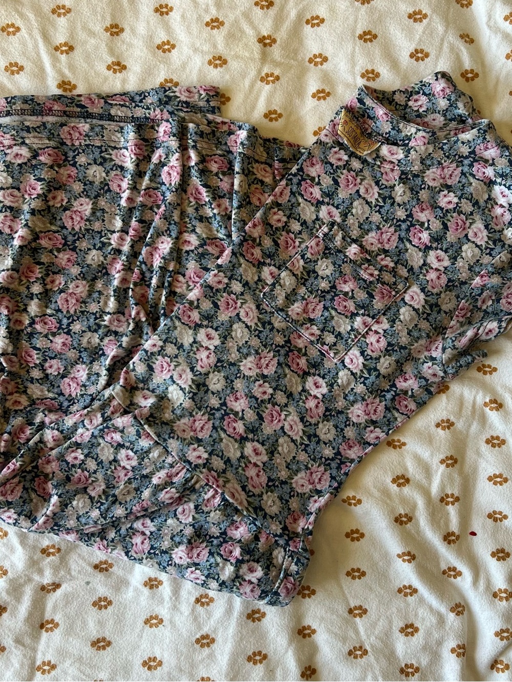 Vintage Floral Midi Dress with Pink Rose Print